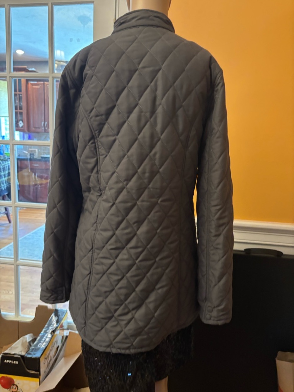 Tulle Quilted Puffer Coat in Gray - Picture 3 of 13
